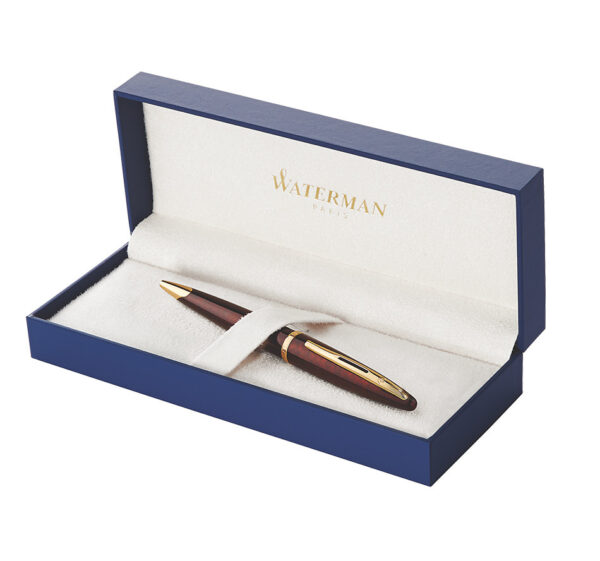 Waterman Carene Ballpoint Pen Amber Lacquer with Gold Trim giftbox e1615472309467